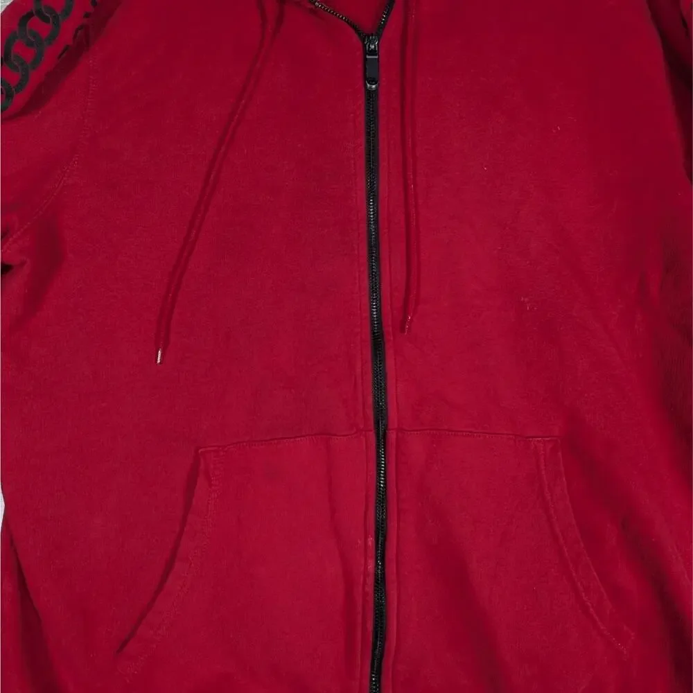 True Religion Hoodie Mens 3XL Red Full Zip Sweater